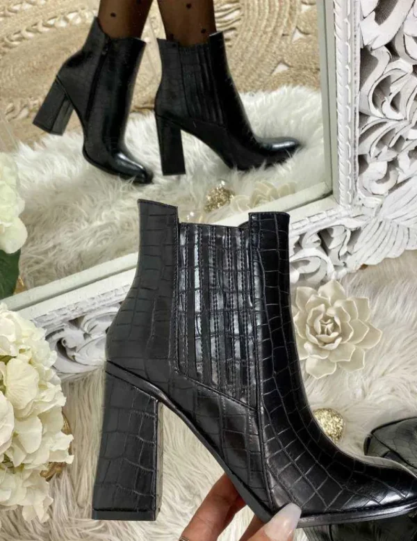 My Look Féminin Mes bottines "black & croco" Hot