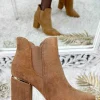 My Look Féminin Mes bottines style daim camel à talons Online