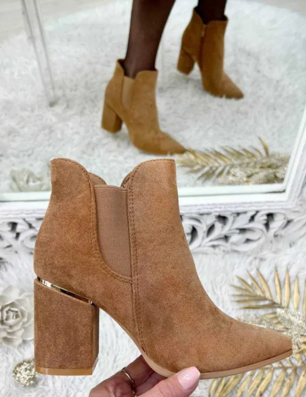 My Look Féminin Mes bottines style daim camel à talons Online