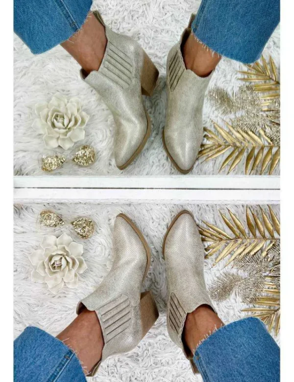 My Look Féminin Mes bottines style santiag Gold & bouts pointus New