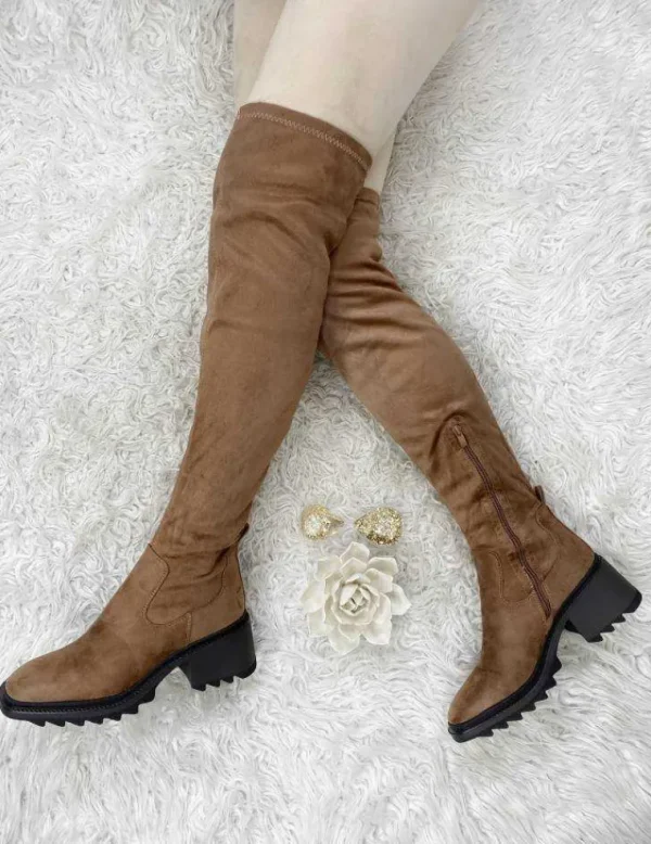 My Look Féminin Mes cuissardes taupe " talons crantés" Fashion