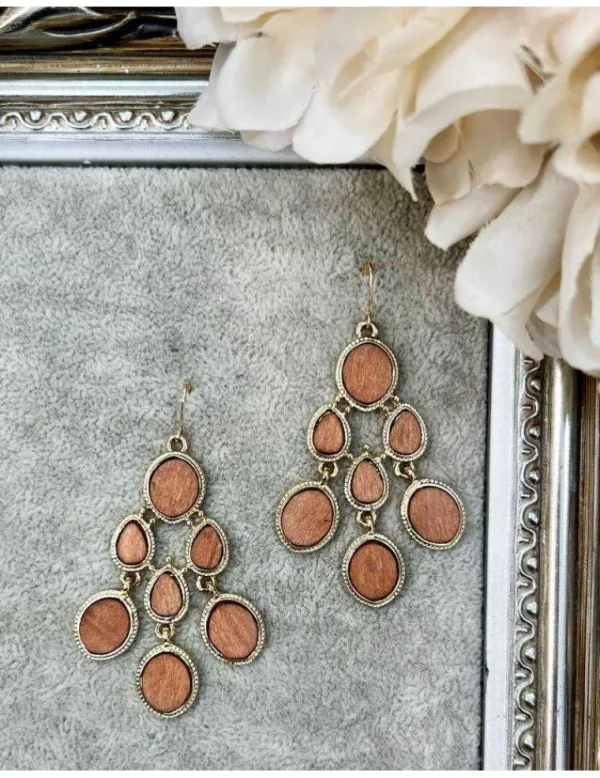 My Look Féminin * Mes jolies Boucles d'oreilles "Wood & gold" Clearance