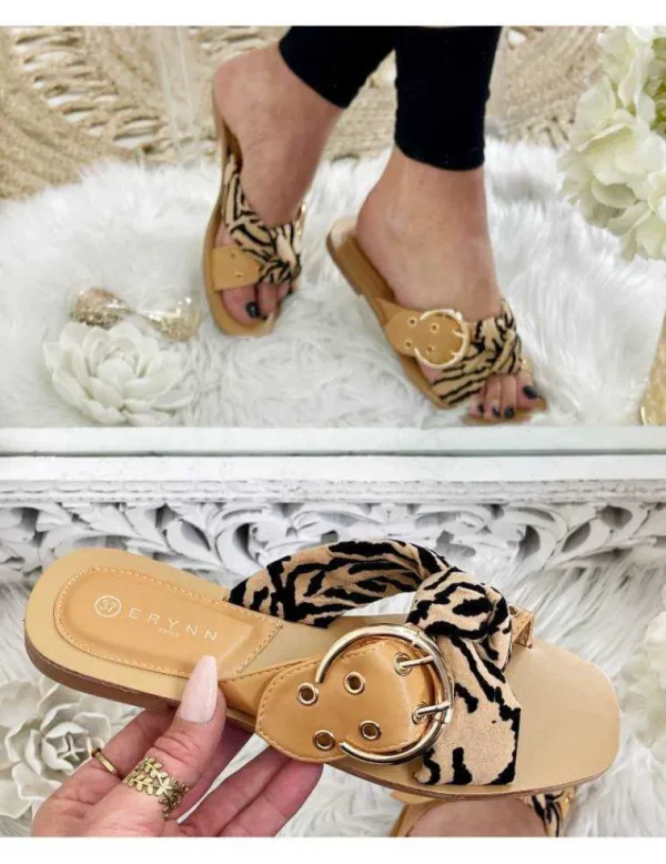 My Look Féminin Mes jolies mules camel & zebra Best
