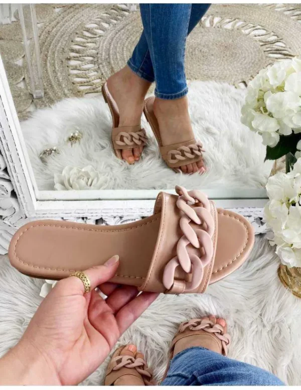 My Look Féminin Mes jolies mules camel chain Hot