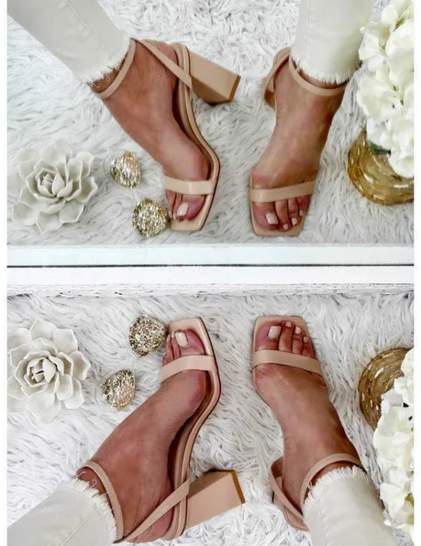 My Look Féminin Mes jolies sandales à talon " beige & talon carré" Best