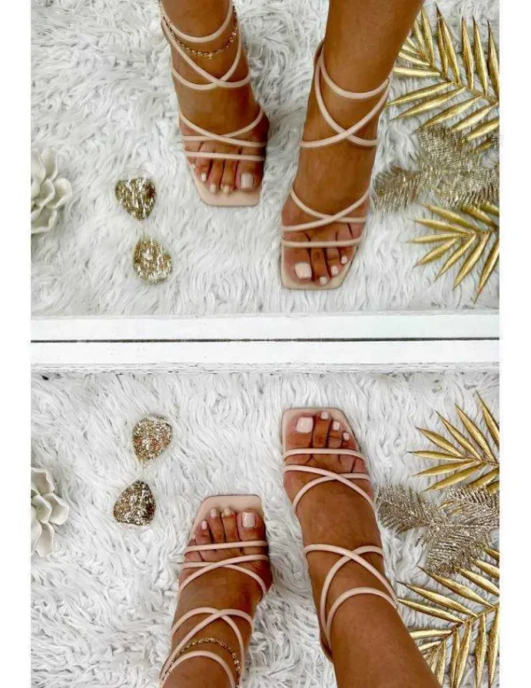 My Look Féminin Mes jolies sandales à talon style lacet " beige nude" Fashion