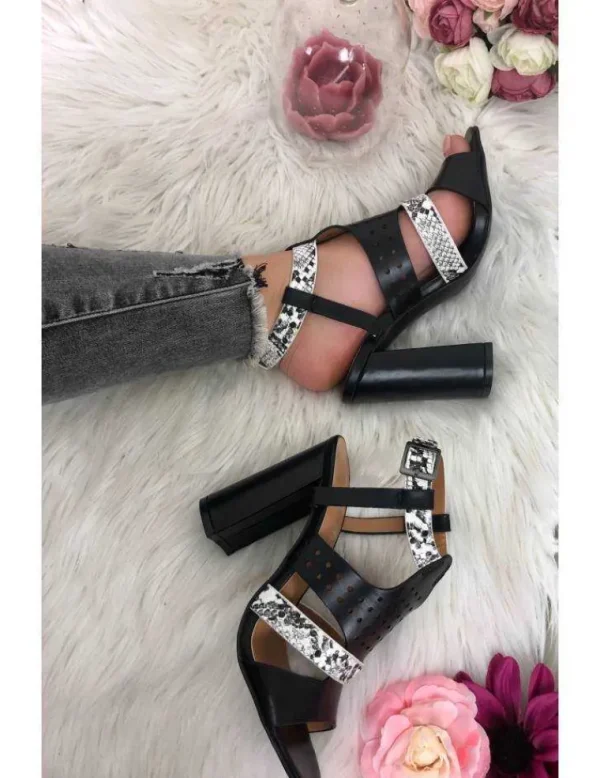 My Look Féminin Mes sandales black & snake Hot
