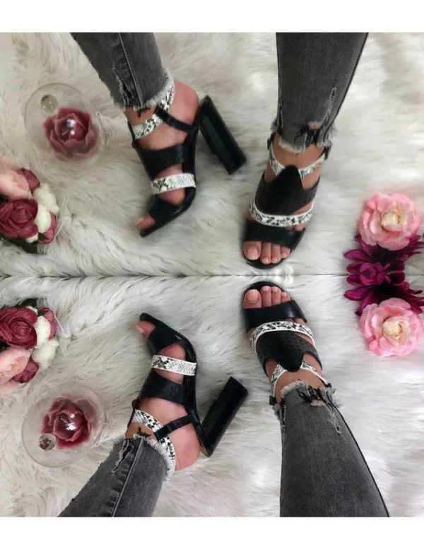My Look Féminin Mes sandales black & snake Hot