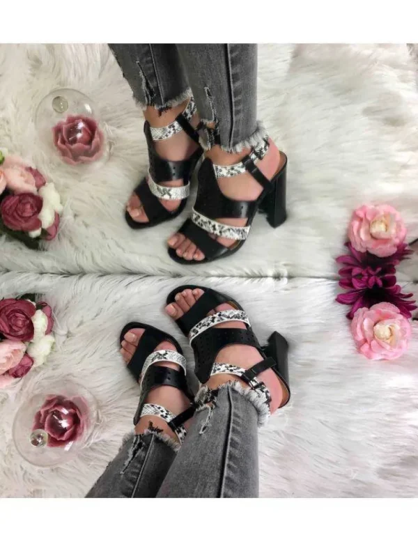 My Look Féminin Mes sandales black & snake Hot