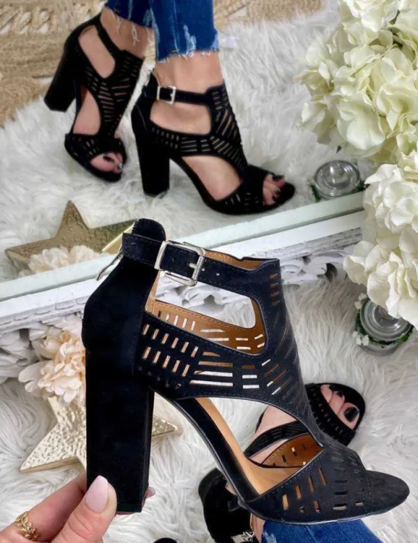 My Look Féminin Mes sandales black & suedine Hot