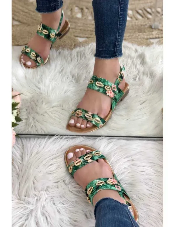 My Look Féminin Mes sandales jungle et coquillage Outlet