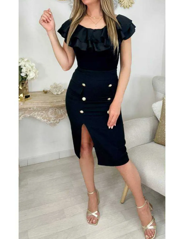 mon_body_noir_col_volants_3.webp My Look Féminin mon body noir col volants "bi-matière" Best