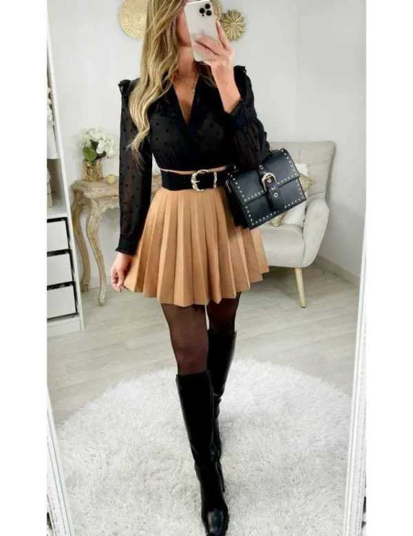 My Look Féminin Mon chemisier en voilage noir & plumetis "petits volants" Online