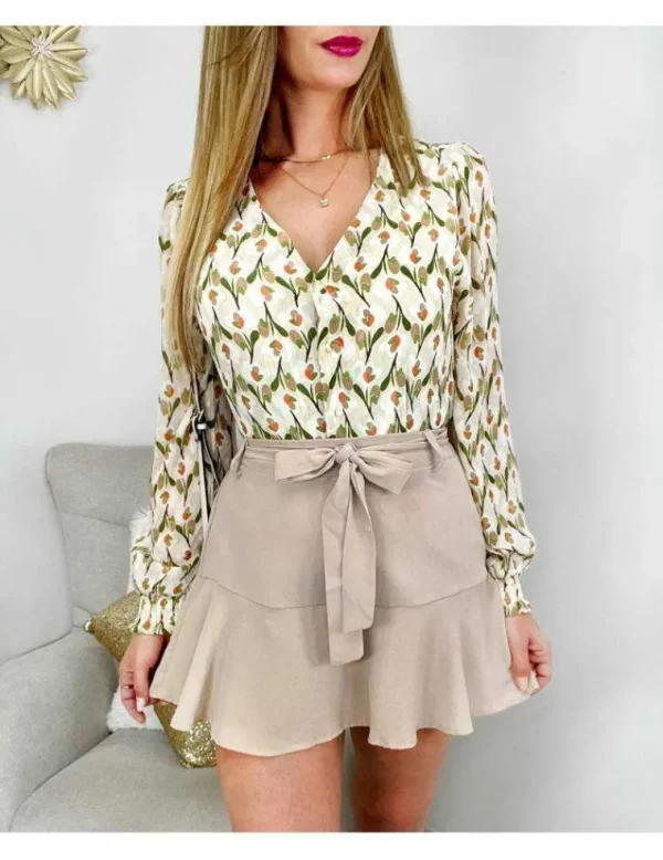 My Look Féminin Mon chemisier en voilage "green & orange print" New