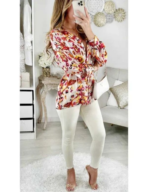 My Look Féminin Mon chemisier en voilage "Pretty flowers & liserés Gold" Best