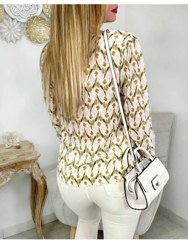 My Look Féminin Mon chemisier en voilage "green & orange print" New
