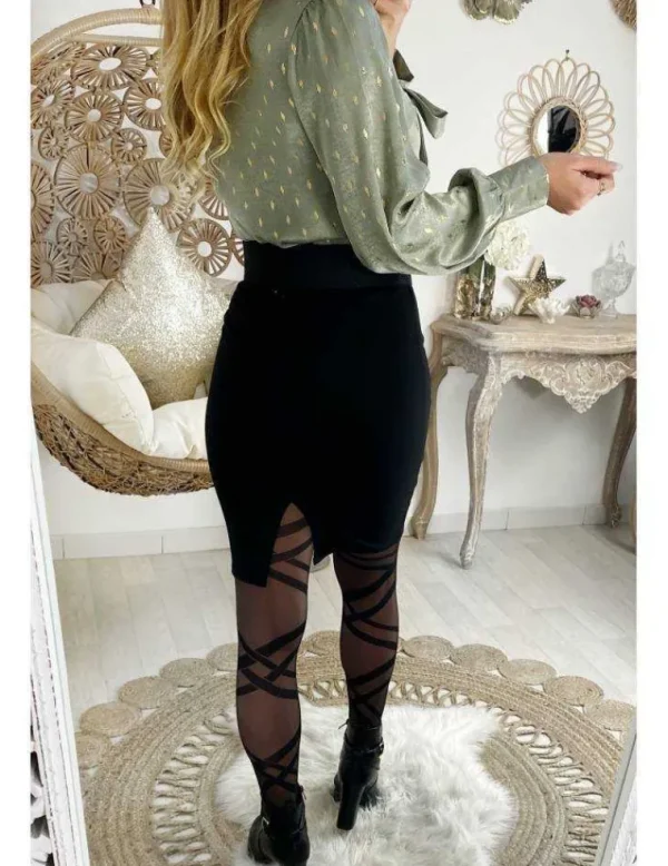 My Look Féminin Mon chemisier imprimé "green & touch gold" Clearance