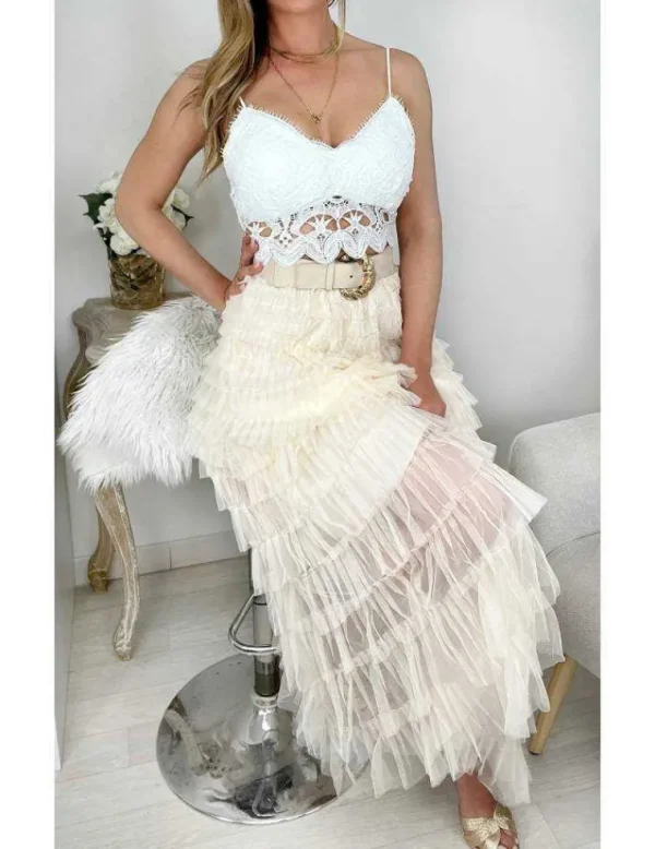 My Look Féminin Mon crop top blanc " jolies broderies" Sale