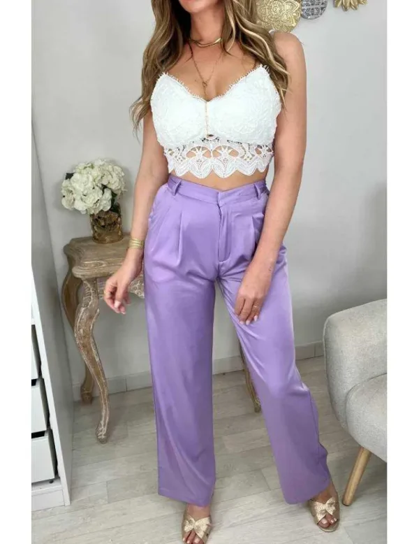My Look Féminin Mon crop top blanc " jolies broderies" Sale
