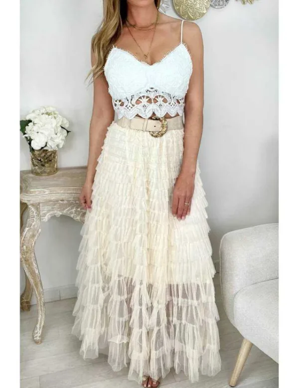 My Look Féminin Mon crop top blanc " jolies broderies" Sale