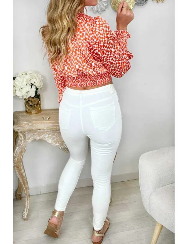 My Look Féminin Mon crop top satiné & noué " so orange" Sale