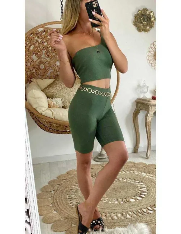 My Look Féminin Mon ensemble kaki short et top asymétrique Hot