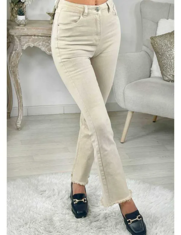 My Look Féminin Mon jeans beige "flare"" Sale