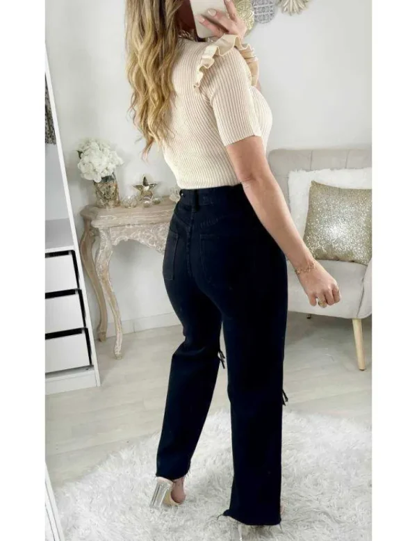 My Look Féminin Mon jeans black mum & destroy Outlet