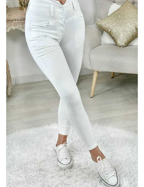 My Look Féminin Mon jeans blanc push up "Five Buttons" Online