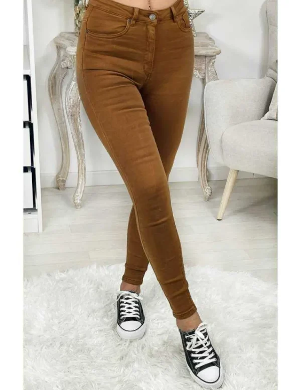 My Look Féminin Mon Jeans camel taille haute dès T34 New