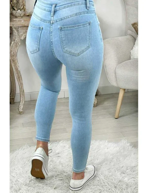 My Look Féminin Mon Jeans light blue taille haute "five buttons" Sale