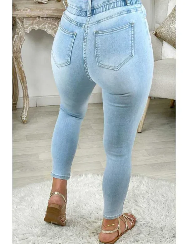 My Look Féminin Mon Jeans light blue taille haute "high waist & buttons" New
