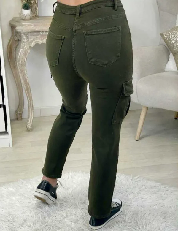 My Look Féminin Mon jeans épais et droit kaki "cargo" Best