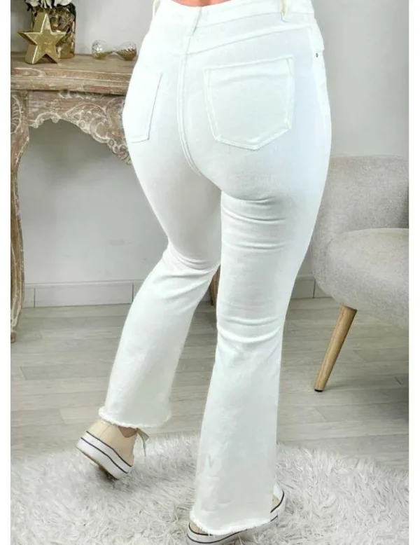My Look Féminin Mon jeans taille haute blanc " flare & used" Best