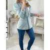 My Look Féminin Mon joli Blazer bleu ciel épaulé "boutons dorés" Discount