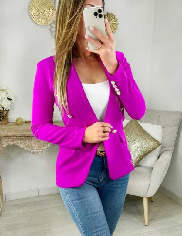 My Look Féminin Mon joli blazer fuchsia" boutons dorés" Sale