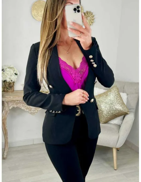 My Look Féminin Mon joli blazer noir" boutons dorés" Discount