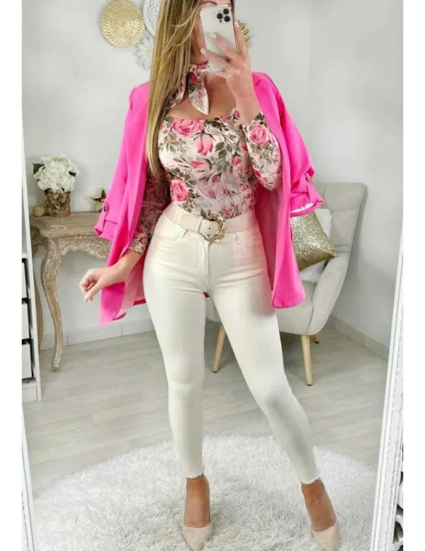 My Look Féminin Mon joli blazer rose flashy " boutons dorés" Discount