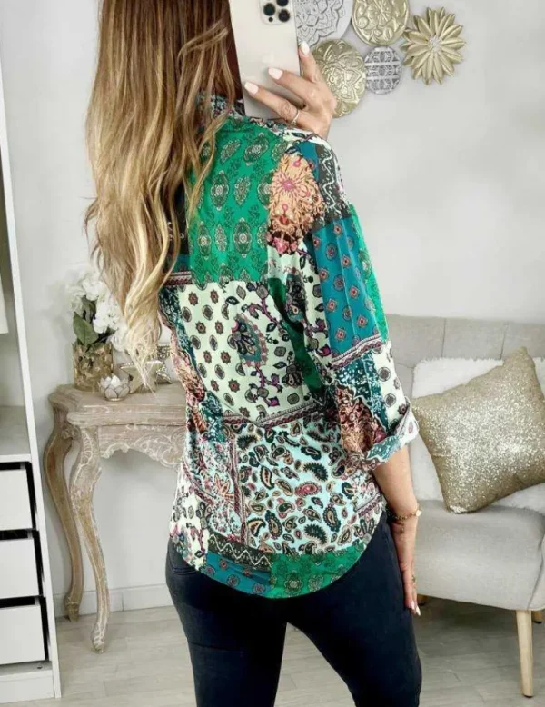 My Look Féminin Mon joli chemisier "Green Cachemire" Online