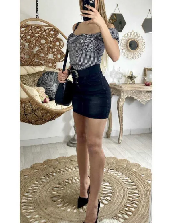 My Look Féminin Mon joli crop top à carreaux Online