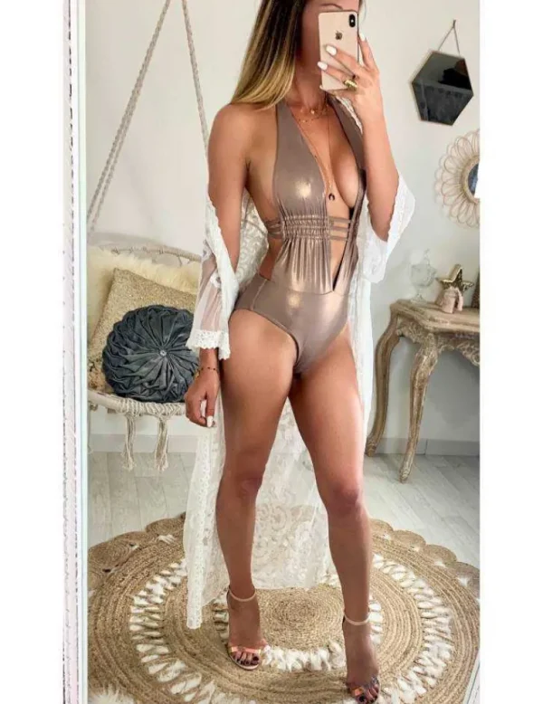 My Look Féminin Mon joli maillot une pièce "Bronze & gold" Outlet