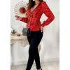 My Look Féminin Mon joli top cache coeur à nouer "rouge et points noir" Discount