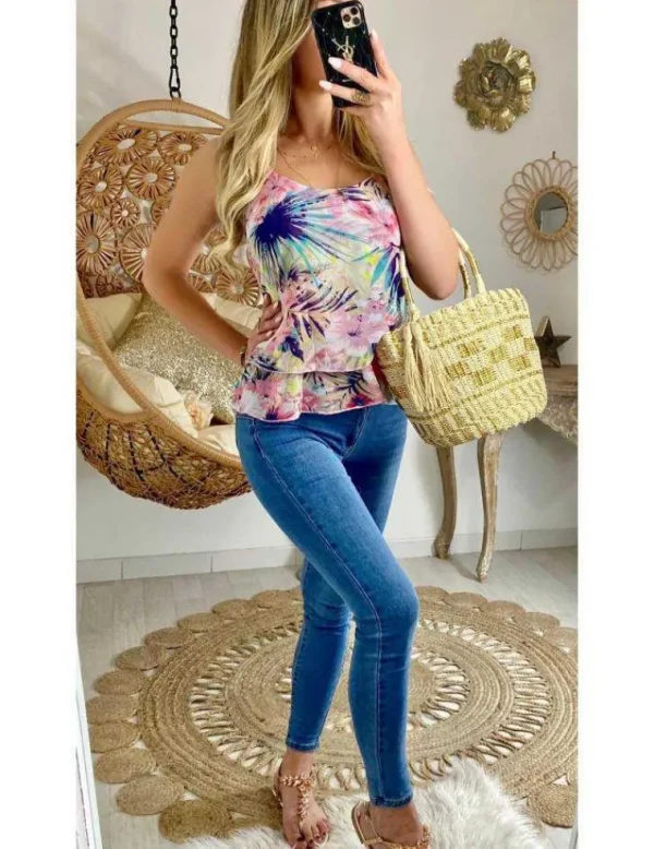 My Look Féminin Mon joli top rose tropical "voilage et volants" Fashion