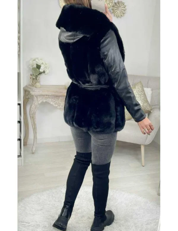 My Look Féminin Mon manteau noir style cuir " Hood & Fur" Fashion