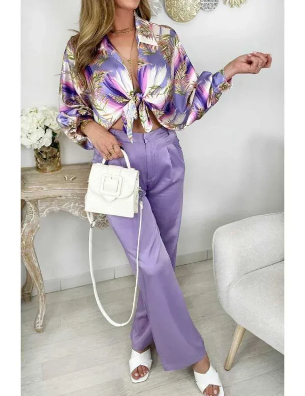 My Look Féminin Mon pantalon droit Lila " so classic" Sale