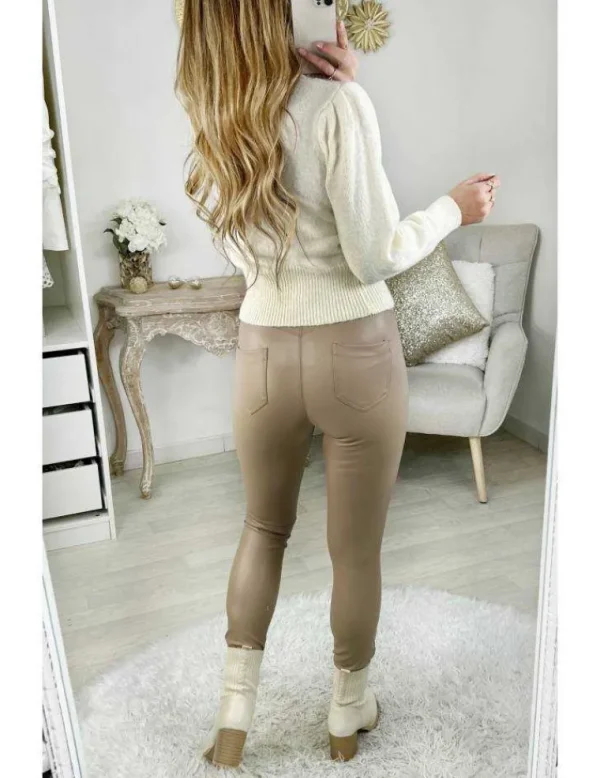 My Look Féminin Mon pantalon/ legging caramel "style cuir" Sale