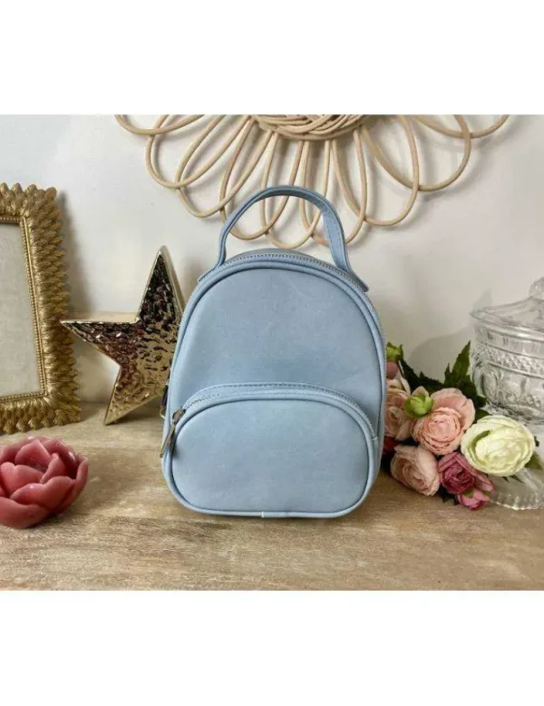My Look Féminin Mon petit sac à dos style cuir "bleu ciel" Fashion