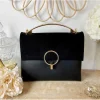 My Look Féminin Mon petit sac style cuir black anse et boucle Gold Sale