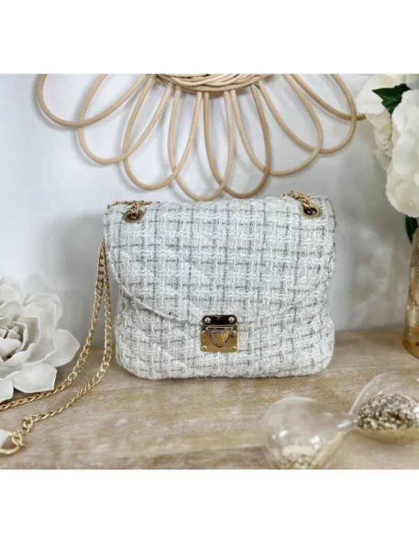 My Look Féminin Mon sac blanc scintillant " gold chain" Hot