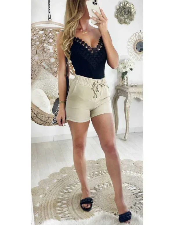 My Look Féminin Mon short beige "lacet" Outlet